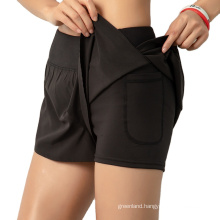 Lady's stylish sports running short with pocket